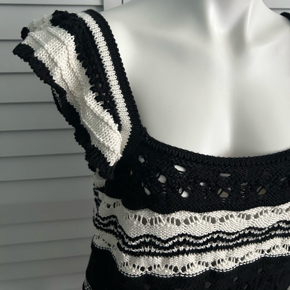 LOFT | Striped Crochet Ruffle Sweater Top - Picture 7 of 13